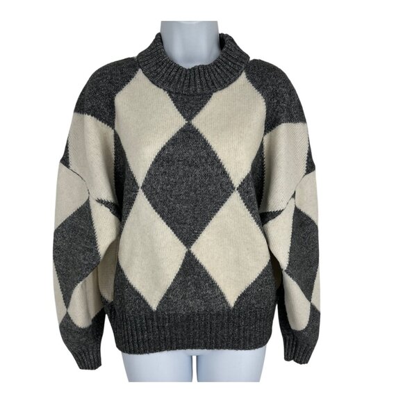 Pringle Of Scotland X H&M Long Sleeve Crew Neck Argyle Knit Sweater Size S - Picture 1 of 12